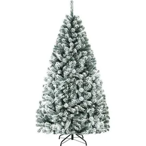 COSTWAY Sapin de Noël 180CM 600 Branches à Flocons de Neige Matière PV... pas cher