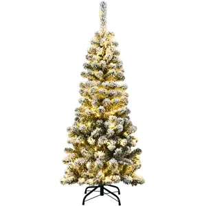 Sapin de Noël LED Artificiel 135CM COSTWAY-150 Lumières Blanc Chaud-Ai... pas cher