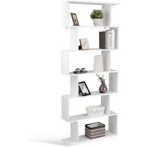 RELAX4LIFE Bibliothèque à 6 Niveaux en Bois avec Design Zig Zag, Étagè... pas cher
