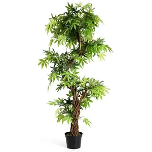 RELAX4LIFE Bonsai Artificiel 160 CM - Décoration Intérieur/Extérieur - Plante Artificielle en Pot - Tronc en Bois & Feuille pas cher