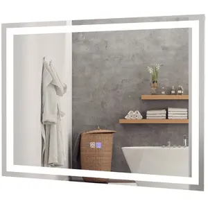 COSTWAY Miroir de Salle de Bain LED 80 x 60 cm, avec Luminosité et Tem...