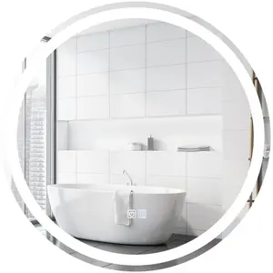 COSTWAY Miroir de Salle de Bain Rond LED Dia. 60 cm - Luminosité et Te...