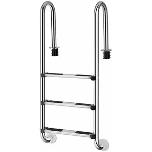 Echelle à 3 Marches de Piscine - GOPLUS - Pédales Antidérapantes - en Acier Inoxydable Anticorrosion Antirouille - 132x55x25 CMVendu parcdiscount