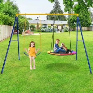 Comparateur de prix : COSTWAY Portique avec Balançoire Nid d'Oiseau Ronde Ø100CM Balançoire ...