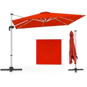COSTWAY Parasol Déporté Carré 3M avec Base en Croix Poteau en Aluminiu... pas cher
