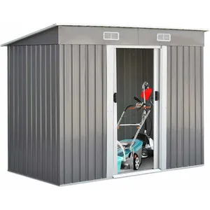 Abri de Jardin en Métal - COSTWAY - 238x131x181cm - 2 Portes Coulissan... pas cher