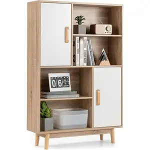 Comparateur de prix : COSTWAY Bibliothèque à 4 Niveaux 80 x 24 x 120 CM, Meuble de Rangement...