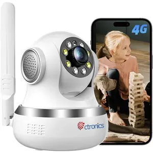 Comparateur de prix : 3G/4G LTE Caméra Surveillance Intérieur Ctronics avec Carte SIM 360° P...