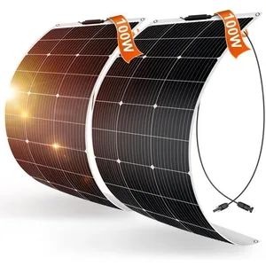 DOKIO 2PC Panneau Solaire Souple 100W 12V (200W) Monocristallin Semi-F...Vendu parcdiscount