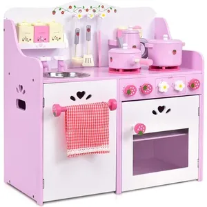 Comparateur de prix : Costway Cuisine Enfants En Bois Avec Sons Réel - 13 Accessoires 60 X 2...
