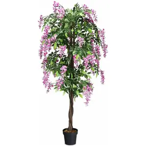 Comparateur de prix : Plante Artificielle avec Fausses Fleurs Roses 180cm Faux Arbre avec Po...