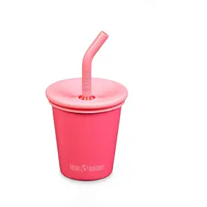 Klean Kanteen Gobelet en inox 296 ml avec couvercle à paille Rouge Red
