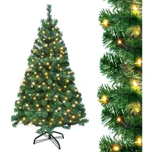 HENGMEI Sapin de Noël artificiel avec éclairage 120 cm en PVC LED avec... pas cher