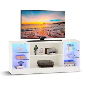Clipop - Meuble tv moderne avec éclairage led rvb, avec 8 étagères de ... pas cher