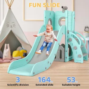 Aire De Jeux Intérieur Extérieur Toboggan Enfant 11 En 1 Rose Et Blanc - Panier De Basket, Tunnel, Télescope - Jeu Intérieur/Extérieur Toboggan Avec Panier Basket Escalade