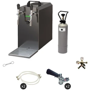 Comparateur de prix : ich-zapfe Ensemble complet - tireuse a biere - stream 50 machine a biere, pompe a biere 2 lignes, 50 lh, keg:type m, keg 2:type d
