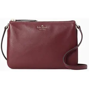 Kate Spade - Pochette à bandoulière en Cuir Jackson bordeaux - 25x17,5... pas cher
