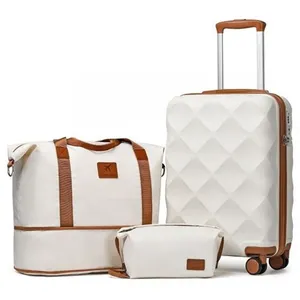 British Traveller Set de 3 Valise Cabine+ Pliable Sac de Voyage, Valis... pas cher