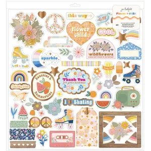 American Crafts Flower Child Stickers en mousse 63 pcs