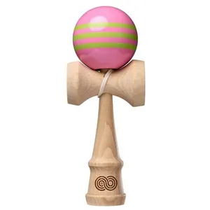 KENDAMA - Kaizen 3 rayures - Rose avec rayures Verte - Vernis pas cher