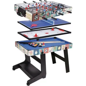 Table multi-jeux 4 en 1 HLC, baby-foot multisports/billard/tenn de table/hockey, pieds de table pliants + perche télescopique