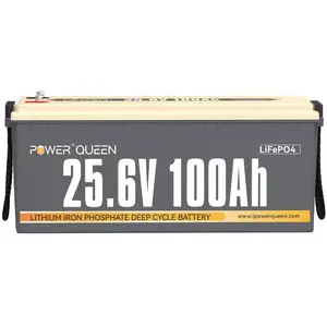 Power Queen Batterie Lithium LiFePO4 24V 100Ah 2560Wh pour Camping-car, Caravane, Voyage, Marine, Système Solaire