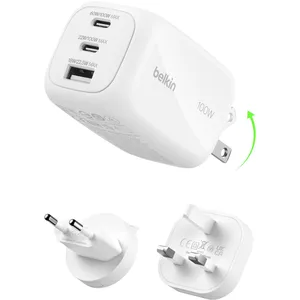 Comparateur de prix : Chargeur Belkin WCH016hqWH 100W 2x USB-C 1x USB-A GaN compact blanc