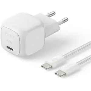 Belkin BoostCharge Chargeur Secteur USB-C Compact 30W - Blanc