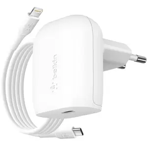 Comparateur de prix : Belkin Chargeur secteur USB-C 20 W avec câble USB-C vers Lightning (Blanc)