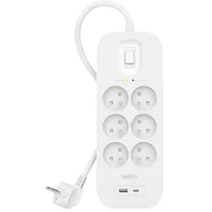 Comparateur de prix : Belkin multiprise parafoudre - 6 prises - 1 port USB-C + 1 port USB-A