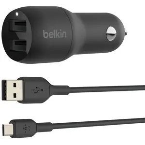 Comparateur de prix : Belkin Chargeur USB-A pour voiture, 24W Câble micro-USB de 1m CCE002bt1MBK