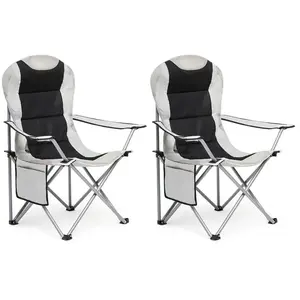 MONDEER Chaise de Camping Pliable avec Porte-Gobelet et Poche de Côté , Portable pour Plage, Voyage, Pêche, Barbecue, Gris Claire,Lot de 2 pas cher