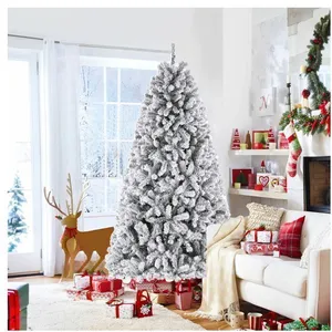 CAROMA Sapin de Noël Artificiel 180cm, Sapin de Noel Enneige, Décoration de Noël Réutilisable avec Neige et Support de Fer, Pied, Blanc pas cher