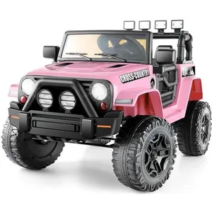 CAROMA Voiture électrique enfant 12V à 3 vitesses 2 MoteurTélécommande 2.4G/Klaxon/Lumière Avant-Bluetooth/AUX/MP3/ 3 à 8 ansRoseVendu parcdiscount