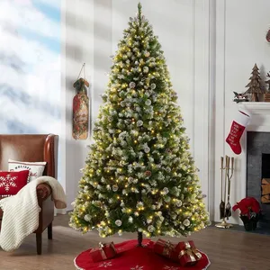 CAROMA Sapin de noel LED lumineux 180 cm, Sapin de Noel Enneige avec Led 250 Lumières 8 Vitesses, 51 Pommes de Pin, Décoration de Noël pas cher