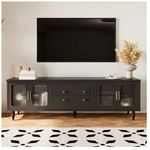 NECHE Meuble tv style Vintage,Meuble Télé avec 2 tiroirs + 2 grands co... pas cher