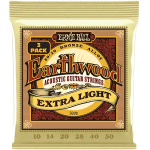 Ernie Ball Earthwood 80sur 20 Bronze Extra Light 1050 3 Pack