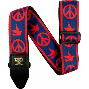 Comparateur de prix : Ernie Ball 4698 - Sangle Jacquard Peace Love Dove Rouge et Bleu