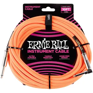 Ernie Ball EEB 6079 - Câble instrument gaine tissée - 3 mètres, orange