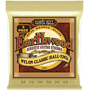 Comparateur de prix : Cordes Earthwood 80/20 Bronze Folk Nylon À Boule 28-42 - Pack de 3