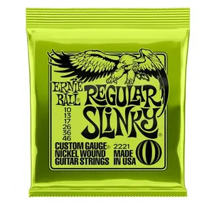 Comparateur de prix : Ernie Ball 2221 Regular Slinky Guitar Regl. Slinky 010 - 046 Lime Jeu De Cordes