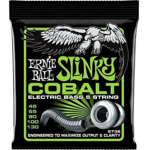 Comparateur de prix : Ernie Ball 2736 - Jeu de 5 cordes basse Slinky Cobalt - 45-130