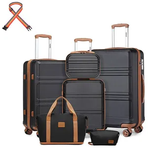 Kono Lot de 4 Valises (55/65/74cm) et Vanity Case+Pliable Sac de Voyag... pas cher