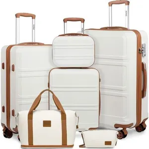 Kono Lot de 4 Valises (55/65/74cm) et Vanity Case + Pliable Sac de Voy...