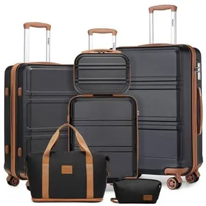Kono Lot de 4 Valises (55/65/74cm) et Vanity Case + Pliable Sac de Voy... pas cher