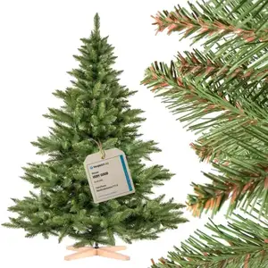 Comparateur de prix : FAIRYTREES 180cm Sapin de Noël artificiel Nordmann - socle en bois - d...