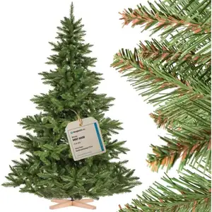 FAIRYTREES 220cm Sapin de Noël artificiel Nordmann - socle en bois - d... pas cher