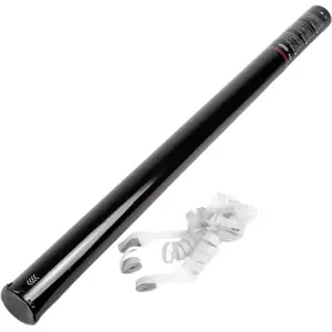Canon à confettis Streamer Manuel 80cm - Blanc pas cher