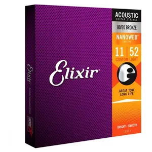 Comparateur de prix : Elixir Nanoweb 11027 Custom Light 11-52 - Jeu de cordes Guitare acoustique