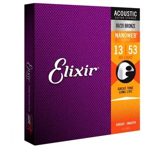 Elixir 11182 Nanoweb HD Light Cordes pour guitare folk 13-53